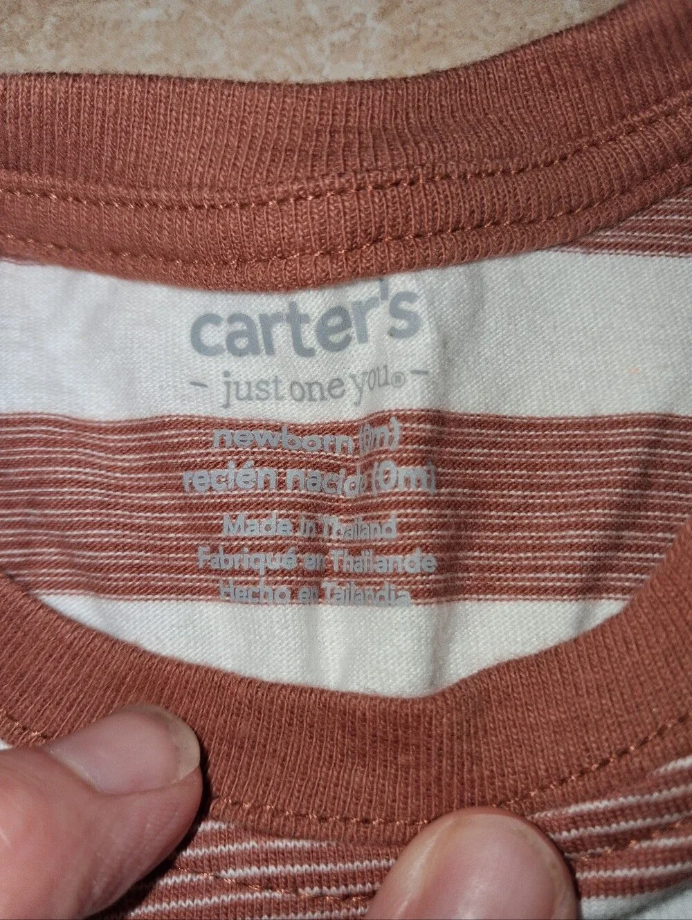 Carter's White and Rust Striped Tee with Rust Shorts - Toddler Matching Set